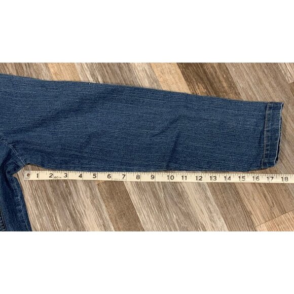 Erika & Co Womens Medium Button-Up Denim Jean Jacket Blue Rhinestones Pockets - Picture 11 of 11